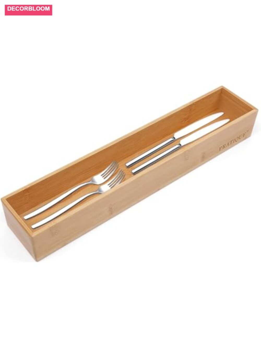 Bamboo Drawer Organizer 15x3x2.6 Flatware Utensil Silverware Tray Cutlery Holder